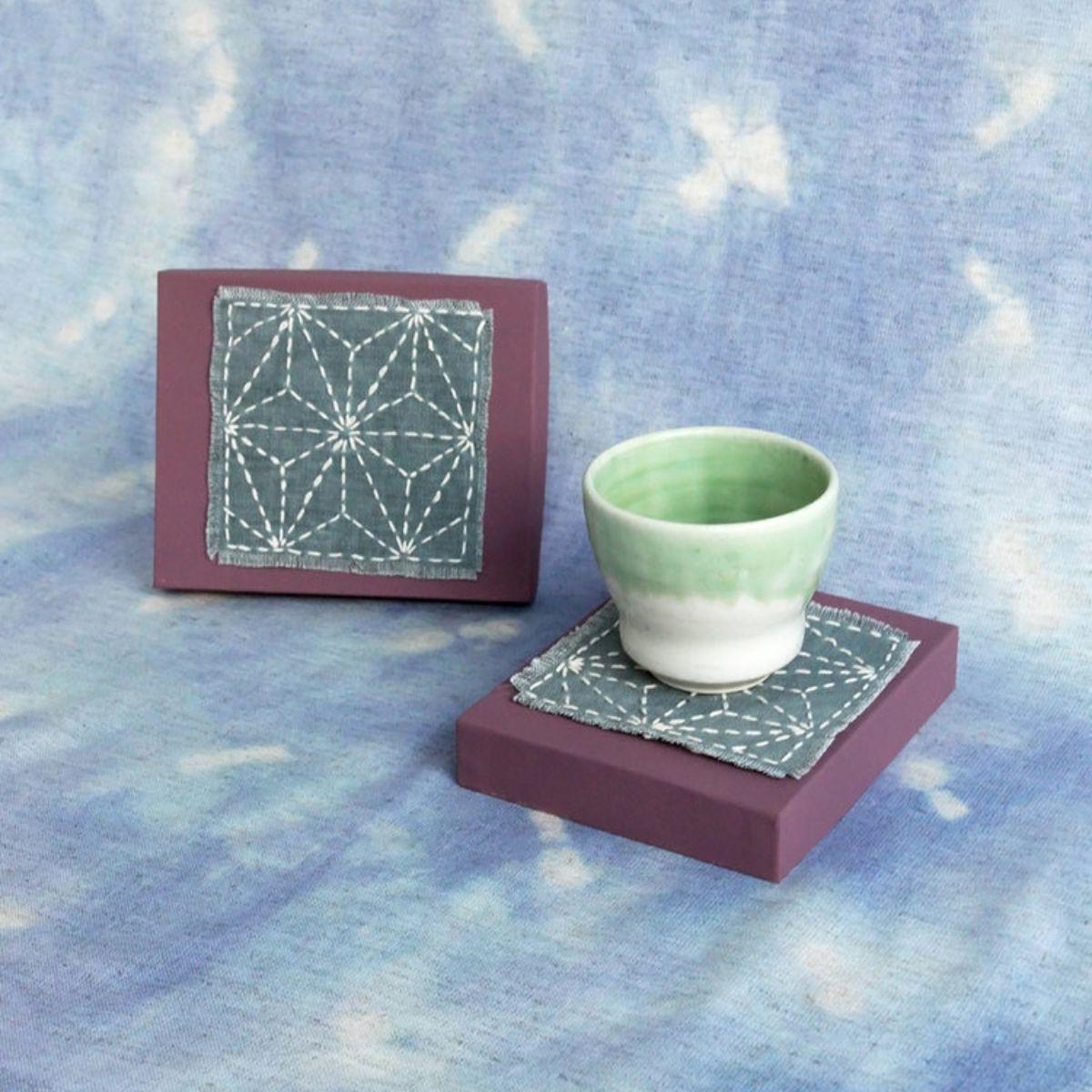 We Gather-Sashiko Coaster Kit-embroidery kit-gather here online