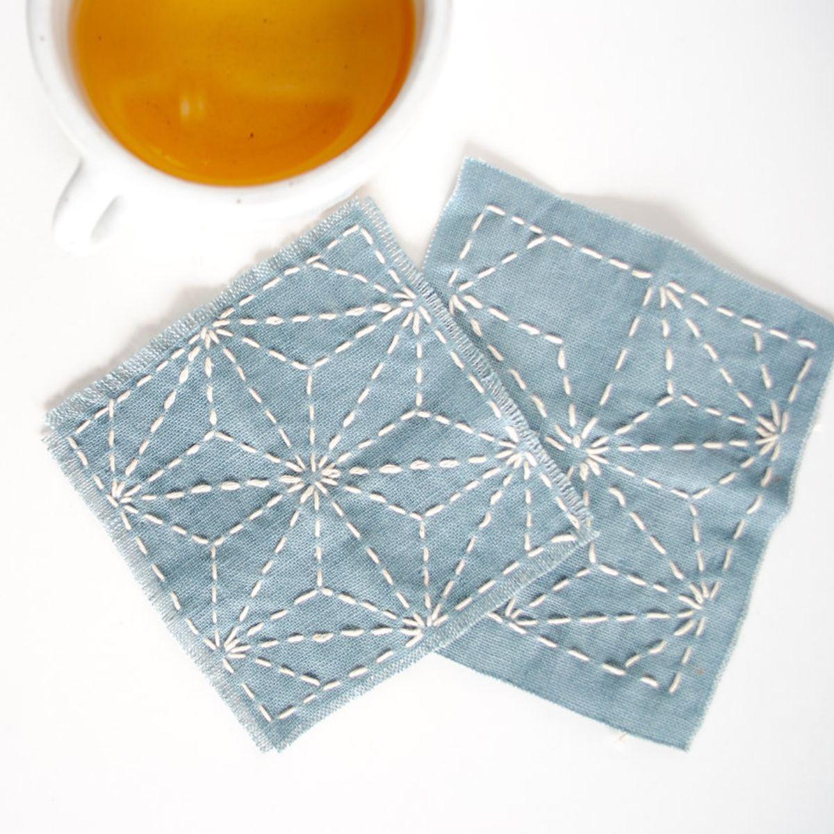 We Gather-Sashiko Coaster Kit-embroidery kit-gather here online