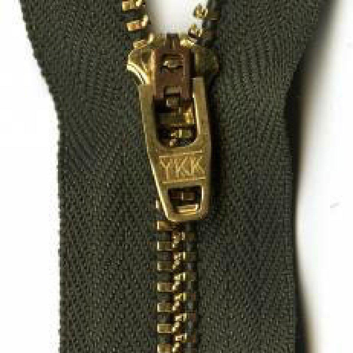 YKK - #4 Brass Jean Zipper, 7" - Army Green - gatherhereonline.sbs