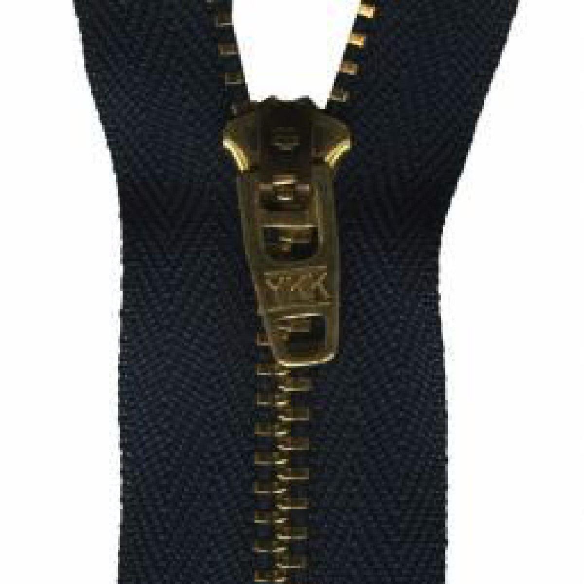 YKK - #4 Brass Jean Zipper, 7" - Navy - gatherhereonline.sbs