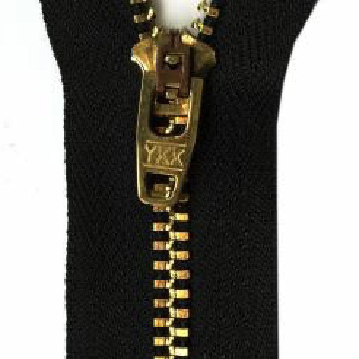 YKK - #4 Brass Jean Zipper, 9" - Black - gatherhereonline.sbs