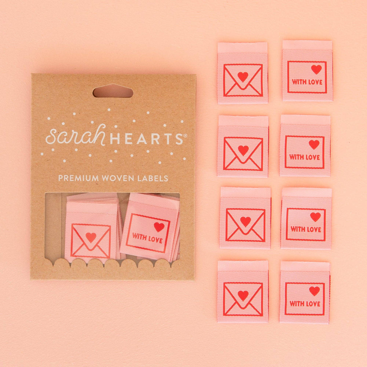 Sarah Hearts-With Love Envelope Woven Labels-notion-gather here online