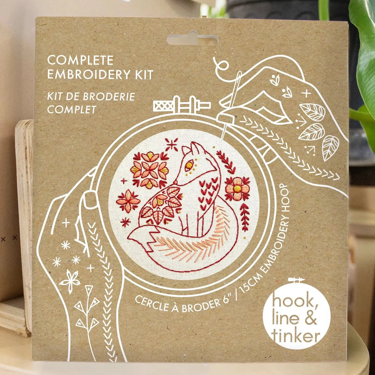 Hook, Line & Tinker-Folk Fox Embroidery Kit-embroidery kit-gather here online