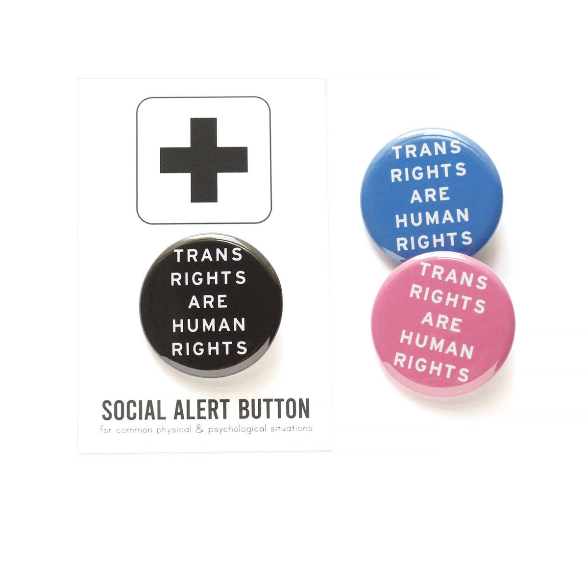 Word For Word Factory-Trans Rights Black Pinback Button-accessory-gather here online