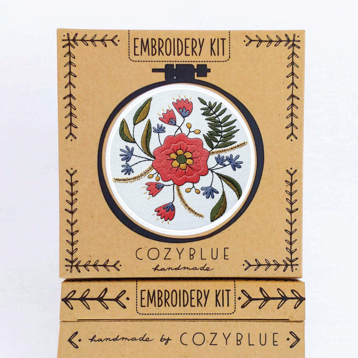 CozyBlue - April Flowers Embroidery Kit - Default - gatherhereonline.sbs