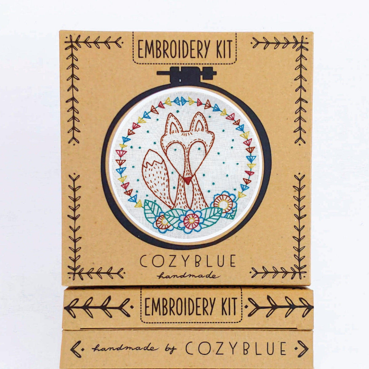 CozyBlue - Crafty Fox Embroidery Kit - Default - gatherhereonline.sbs
