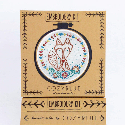 CozyBlue - Crafty Fox Embroidery Kit - Default - gatherhereonline.sbs