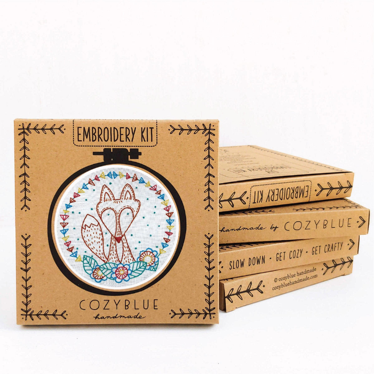 CozyBlue - Crafty Fox Embroidery Kit - Default - gatherhereonline.sbs