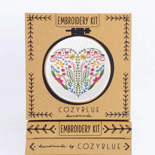 CozyBlue - Full Heart embroidery kit - Default - gatherhereonline.sbs