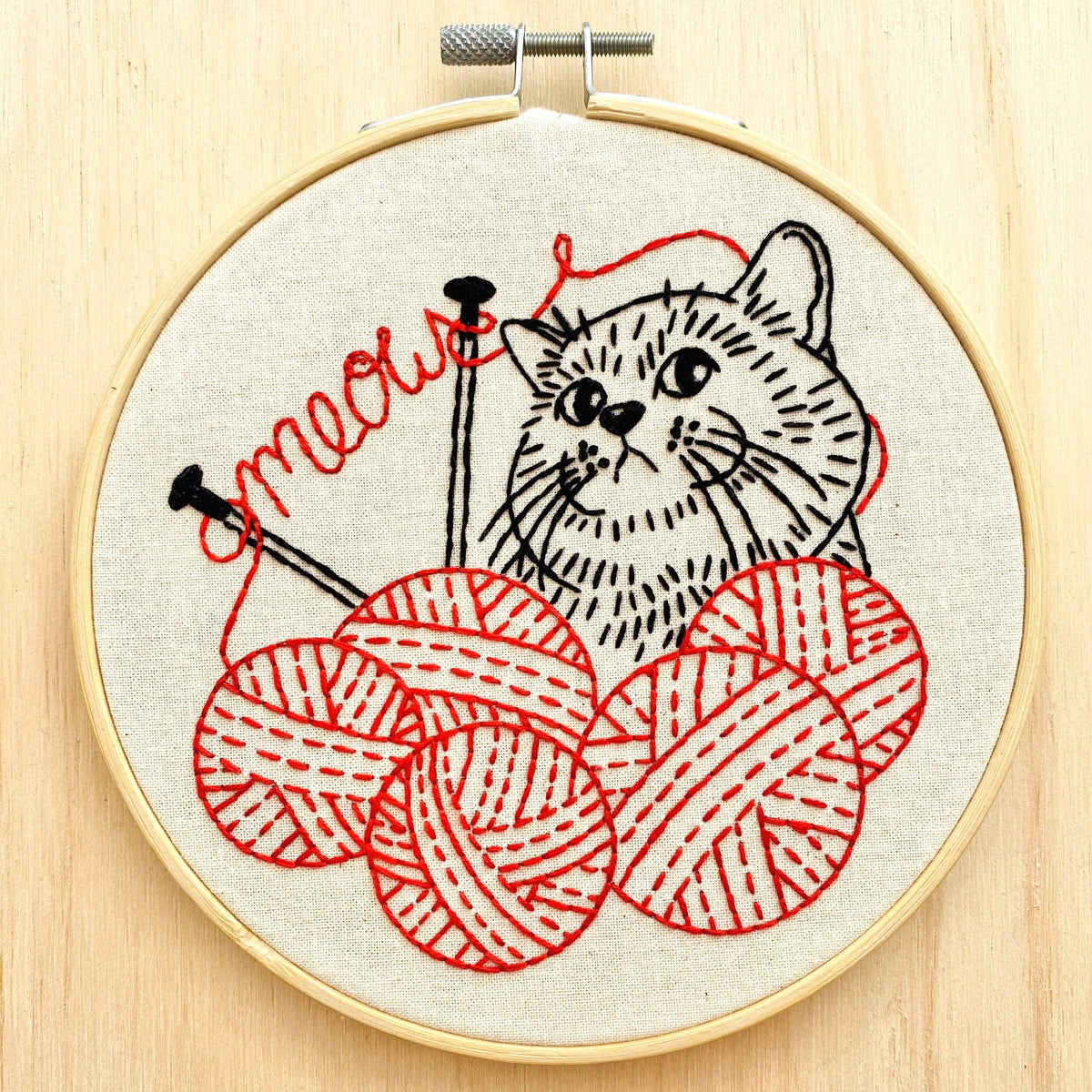 Hook, Line & Tinker-Knittin’ Kitten Embroidery Kit-embroidery kit-gather here online