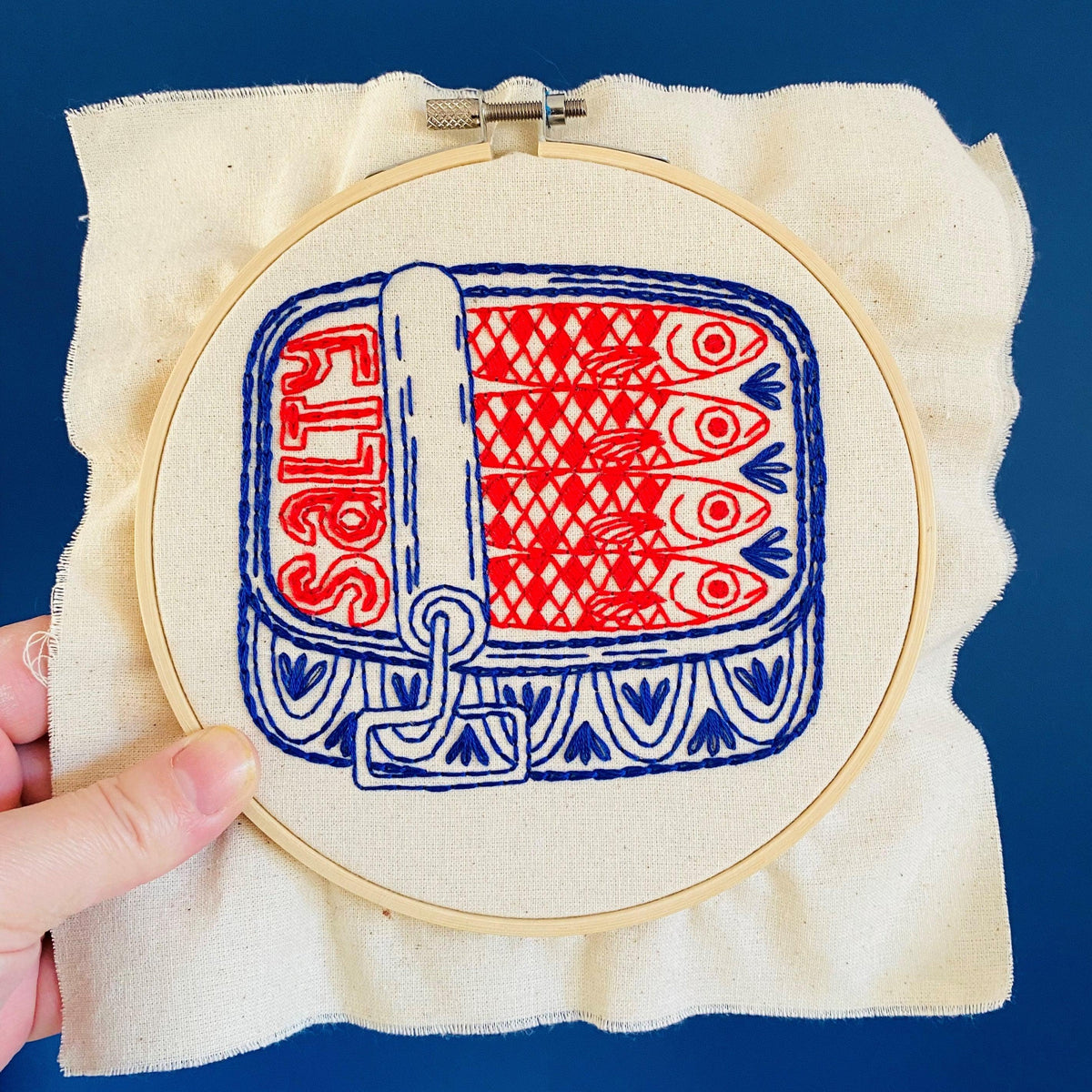 Hook, Line & Tinker-Sardines Embroidery Kit-embroidery kit-gather here online